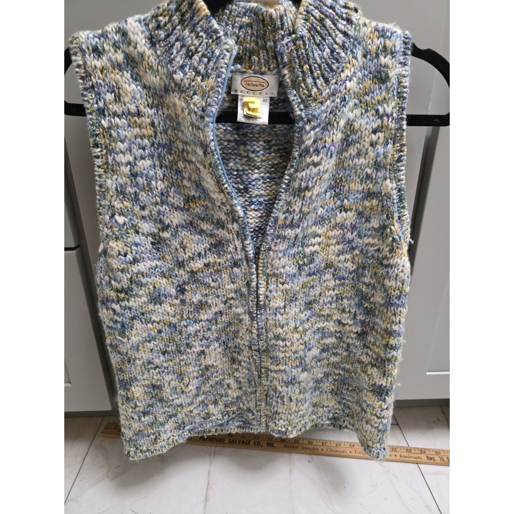 Vintage Talbots Petites Chunky Marled Knit Full-Zip Sweater Vest - Size Small